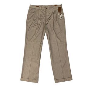 Perry Ellis Pants Mens 38 Otter Classic Fit Pleated Front Cuffed Straight Dress